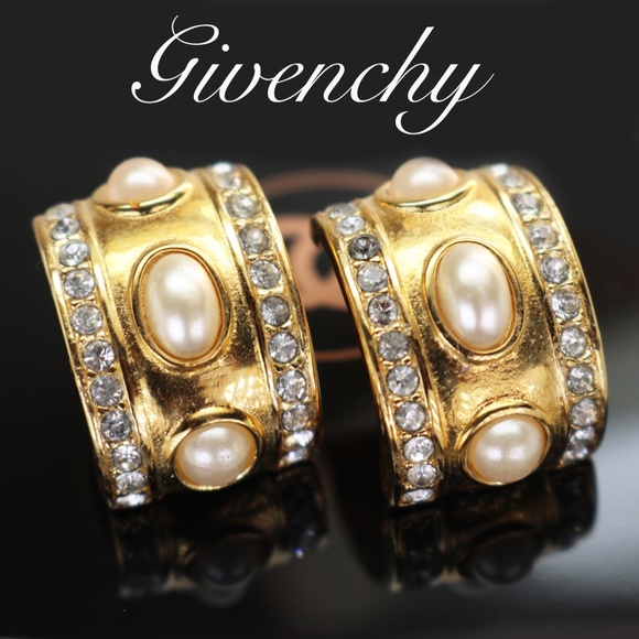 Givenchy Jewelry - ⚜️ Vintage Givenchy Crystal, Gold & Pearl Earrings